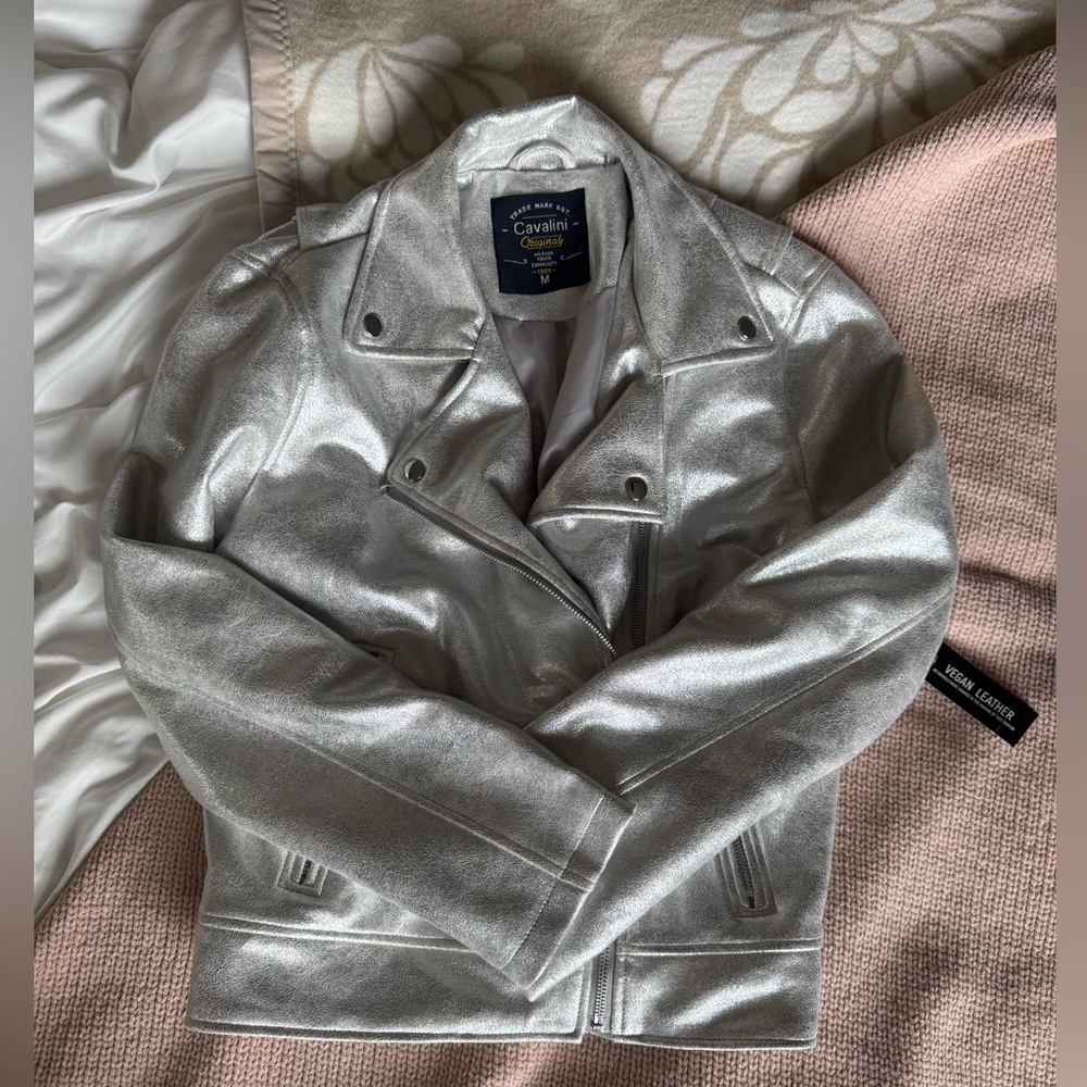 Cavalini Metallic Vegan Leather Jacket